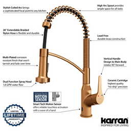 Alston Touchless Single-Handle Pull-Down Sprayer Kitchen Faucet, Brushed Copper Alt 6 - Image
