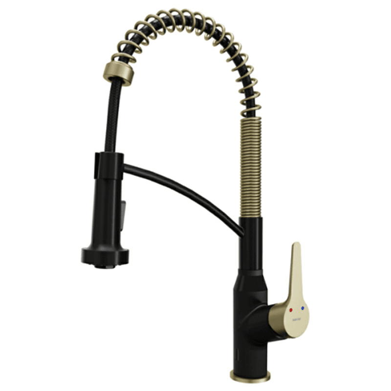 Alston Touchless Single-Handle Pull-Down Sprayer Kitchen Faucet, Matte Black/Brushed Gold Main - Image