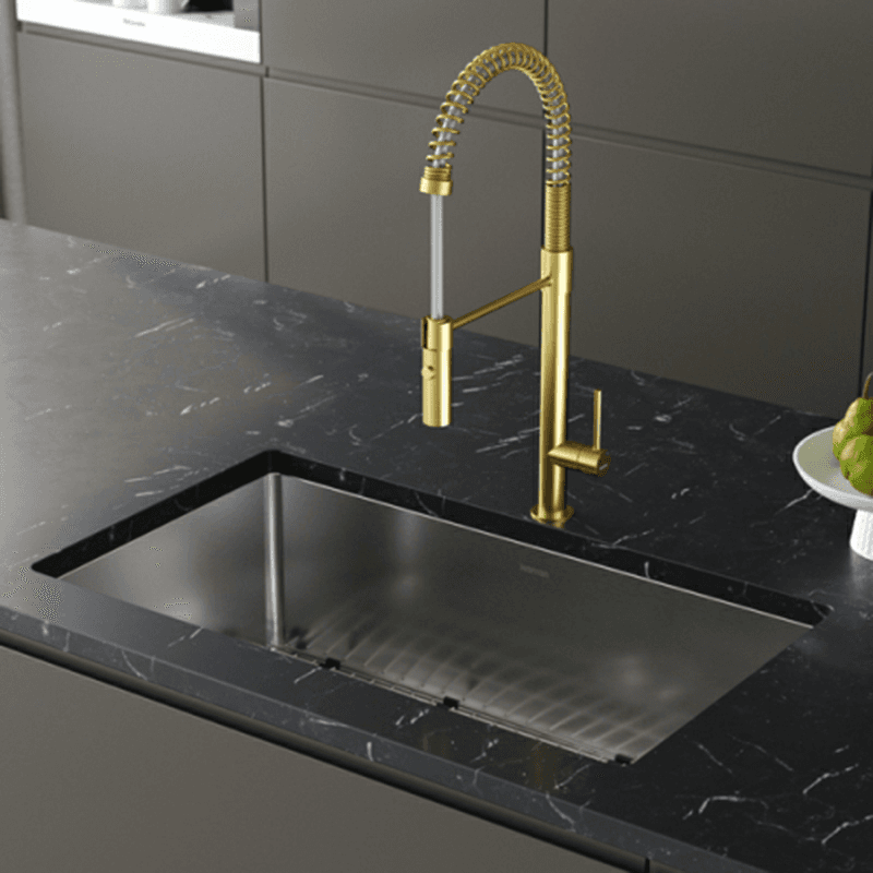 Bluffton Single-Handle Pull-Down Sprayer Kitchen Faucet, Brushed Gold Alt 1 - Image