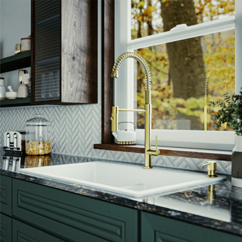 Bluffton Single-Handle Pull-Down Sprayer Kitchen Faucet, Brushed Gold Alt 2 - Image