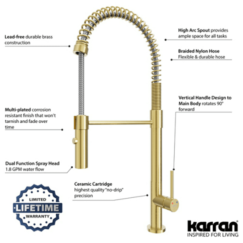 Bluffton Single-Handle Pull-Down Sprayer Kitchen Faucet, Brushed Gold Alt 3 - Image