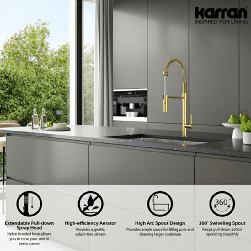 Bluffton Single-Handle Pull-Down Sprayer Kitchen Faucet, Brushed Gold Alt 4 - Image