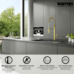 Bluffton Single-Handle Pull-Down Sprayer Kitchen Faucet, Brushed Gold Alt 4 - Image