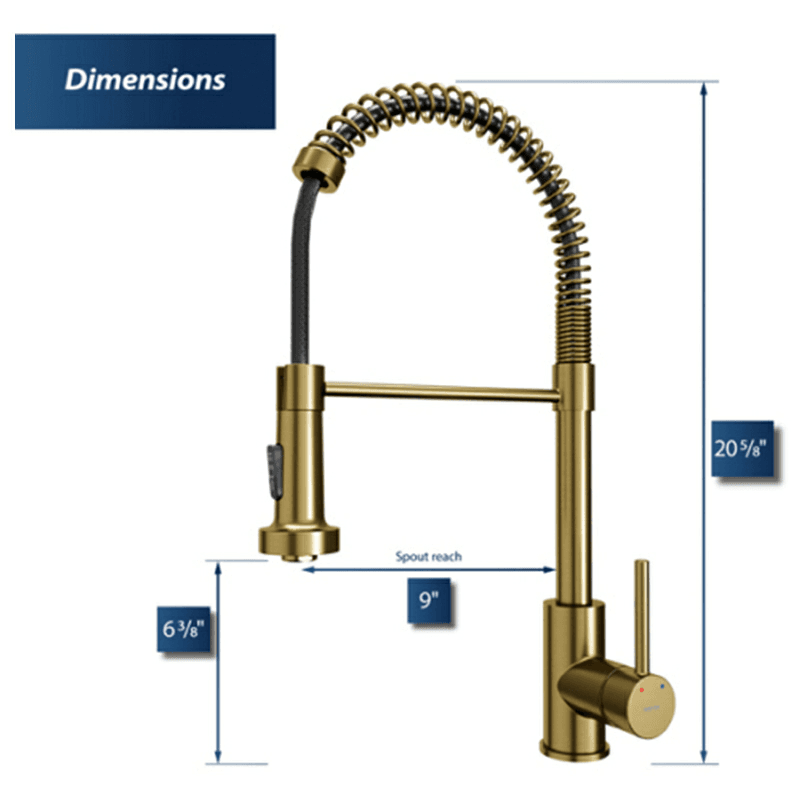 Kadira Single-Handle Pull-Down Sprayer Kitchen Faucet, Brushed Gold Alt 3 - Image