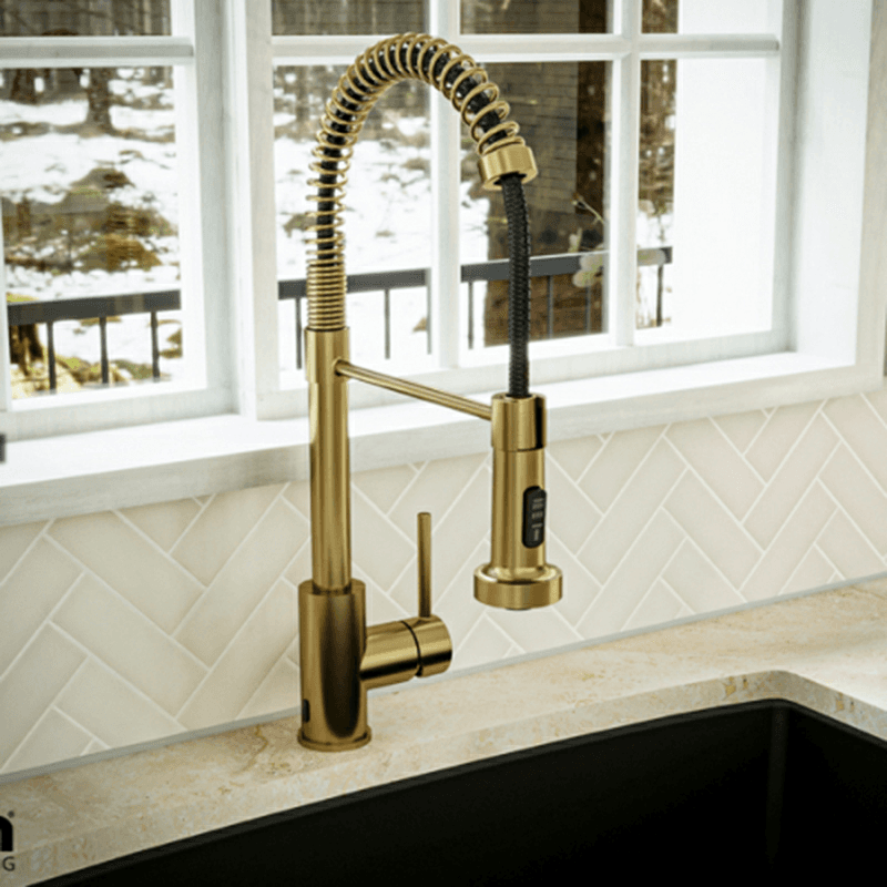 Loxton Touchless Single-Handle Pull-Down Sprayer Kitchen Faucet, Brushed Gold Alt 1 - Image