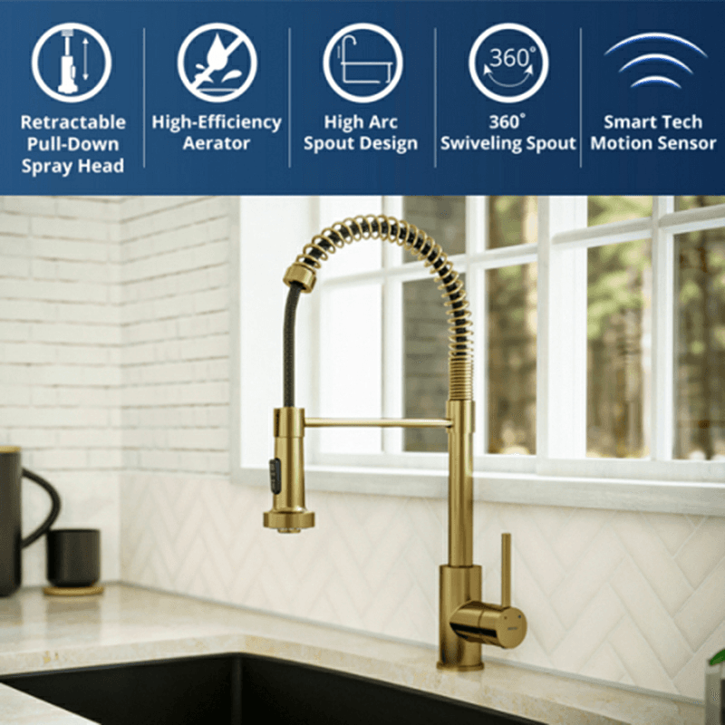Loxton Touchless Single-Handle Pull-Down Sprayer Kitchen Faucet, Brushed Gold Alt 2 - Image