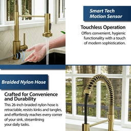 Loxton Touchless Single-Handle Pull-Down Sprayer Kitchen Faucet, Polished Chrome Alt 4 - Image