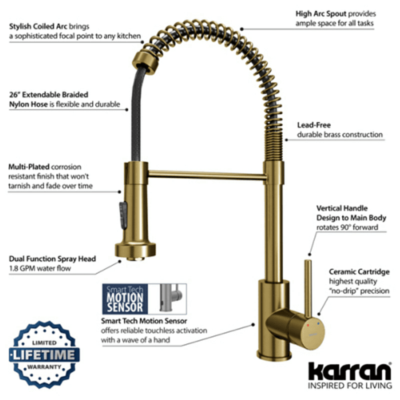 Loxton Touchless Single-Handle Pull-Down Sprayer Kitchen Faucet, Brushed Gold Alt 5 - Image