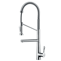 27" tall industrial-styled pull-down faucet for modern kitchen designs