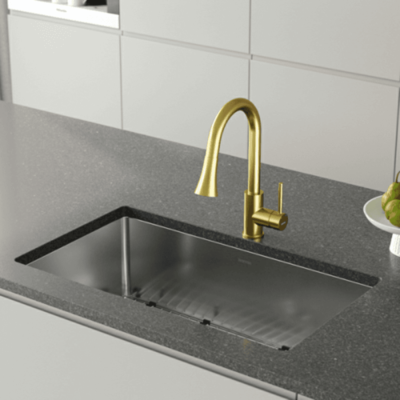 Weybridge Single-Handle Pull-Down Sprayer Kitchen Faucet, Brushed Gold Alt 1 - Image