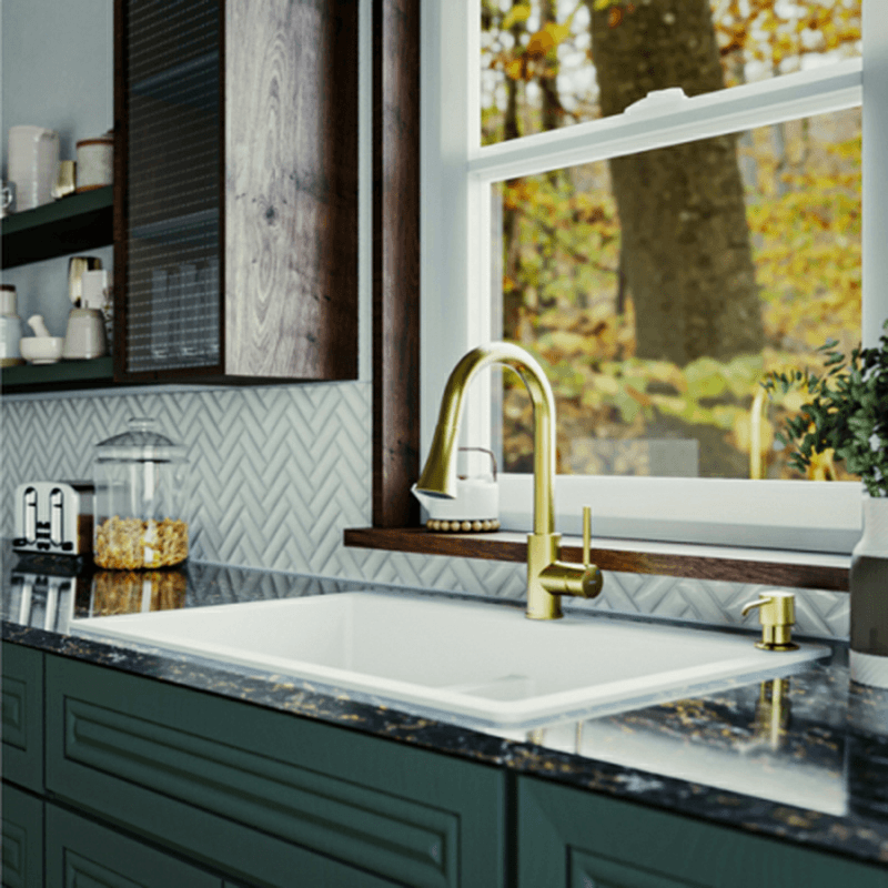 Weybridge Single-Handle Pull-Down Sprayer Kitchen Faucet, Brushed Gold Alt 2 - Image