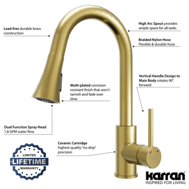 Weybridge Single-Handle Pull-Down Sprayer Kitchen Faucet, Brushed Gold Alt 3 - Image