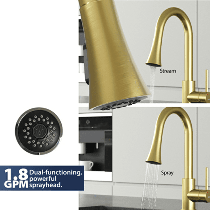 Weybridge Single-Handle Pull-Down Sprayer Kitchen Faucet, Brushed Gold Alt 5 - Image