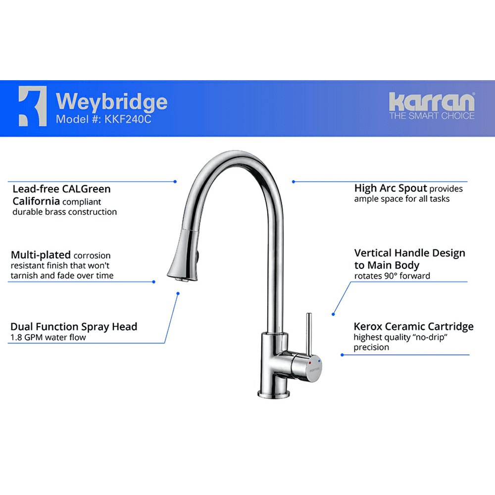 Kerox Ceramic Cartridge for Highest Quality Precision - Weybridge Pull-Down Kitchen Faucet