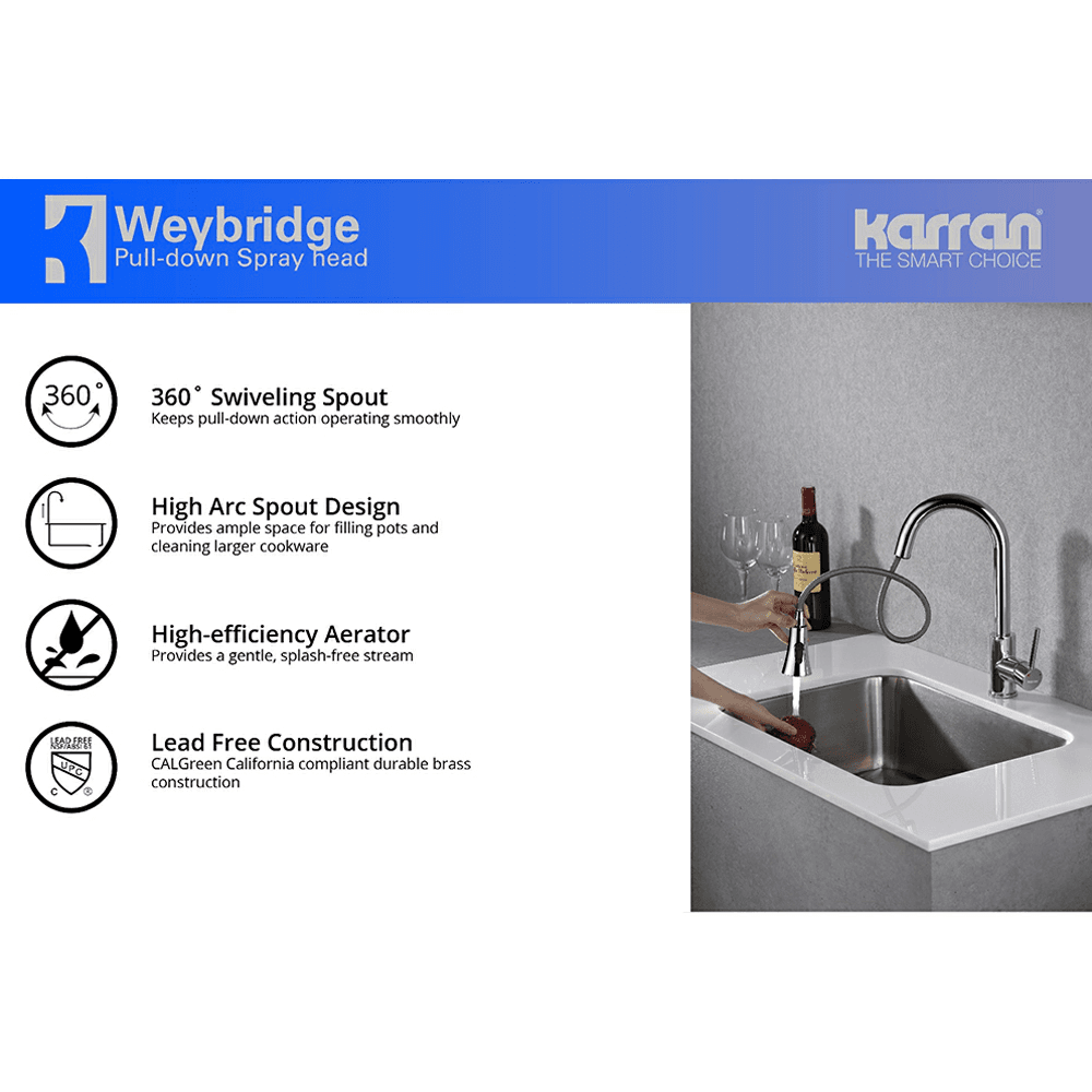 Weybridge Single-Handle Pull-Down Kitchen Faucet with Dual-Function Sprayer - Side View