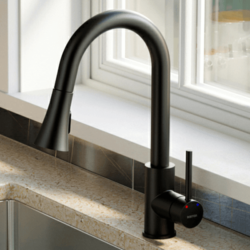 Weybridge Single-Handle Pull-Down Kitchen Faucet with Dual-Function Sprayer, Matte Black - Alt Image 2