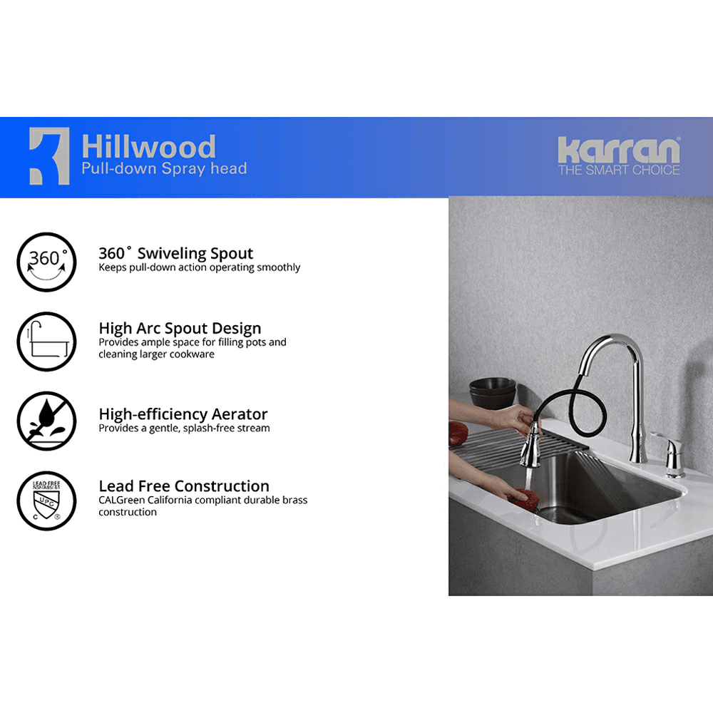 Karran Dockton Single-Handle Pull-Down Kitchen Faucet with Dual-Function Sprayer in Stainless Steel