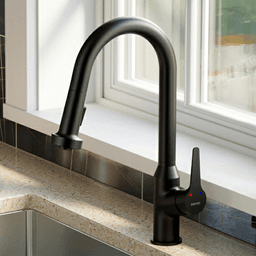 Dockton Single-Handle Pull-Down Kitchen Faucet with Dual-Function Sprayer, Matte Black - Alt Image 2