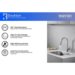 Karran Hillwood Faucet - 360&#730; Swiveling Spout for Easy Pull-Down Action