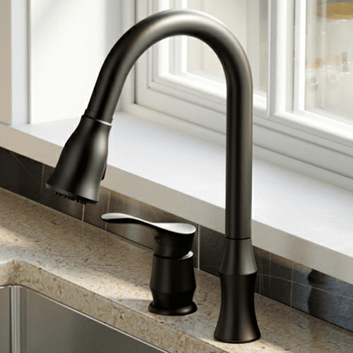 Hillwood Single-Handle Pull-Down Kitchen Faucet with Dual-Function Sprayer, Matte Black - Alt Image 2