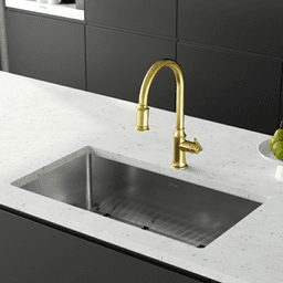 Auburn One-Handle Pull Down Dual Function Sprayer Kitchen Faucet, Brushed Gold Alt 2 - Image