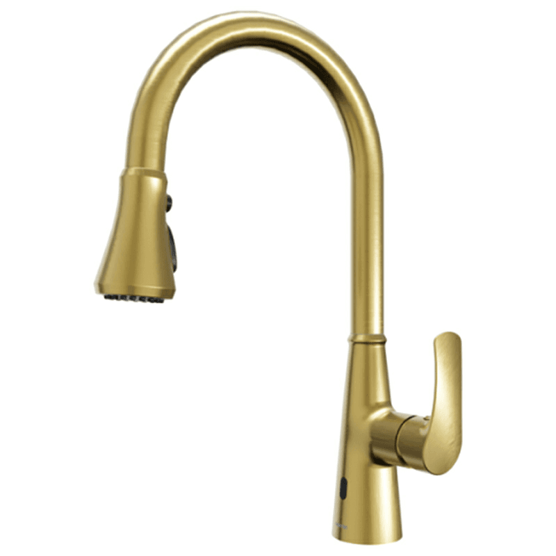 Kadoma Touchless One-Handle Triple Function Sprayer Kitchen Faucet, Brushed Gold Main - Image