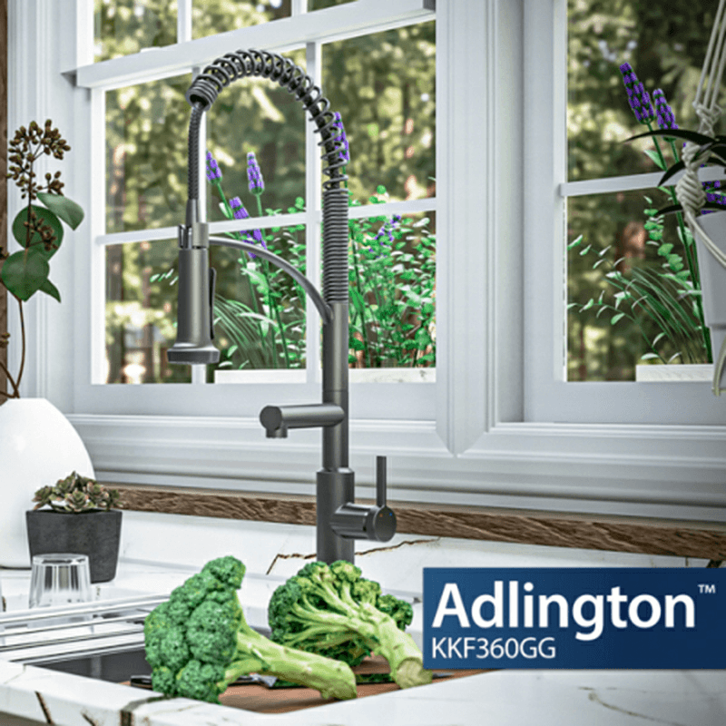 Adlington Single-Handle Pull Down Sprayer Kitchen Faucet with Pot Filler, Gunmetal Gray Alt 1 - Image