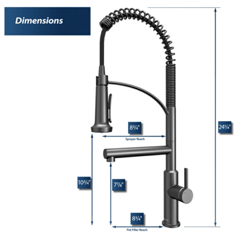 Adlington Single-Handle Pull Down Sprayer Kitchen Faucet with Pot Filler, Gunmetal Gray Alt 3 - Image
