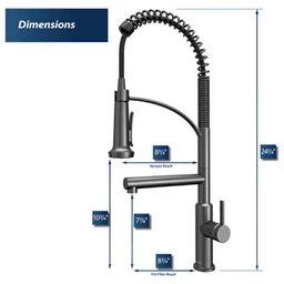 Adlington Single-Handle Pull Down Sprayer Kitchen Faucet with Pot Filler, Gunmetal Gray Alt 3 - Image