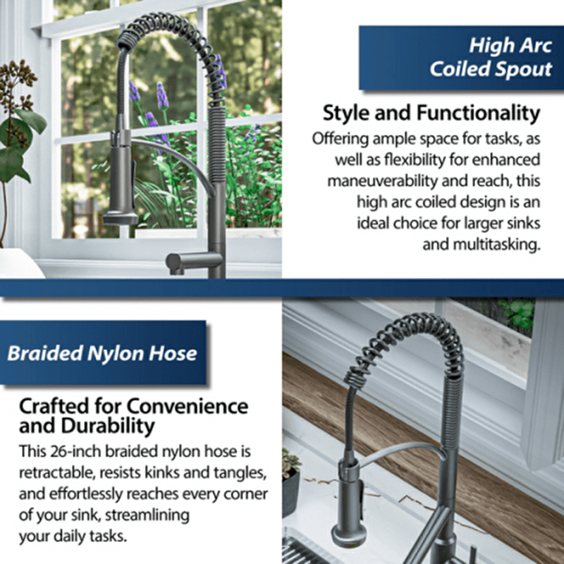 Adlington Single-Handle Pull Down Sprayer Kitchen Faucet with Pot Filler, Gunmetal Gray Alt 4 - Image