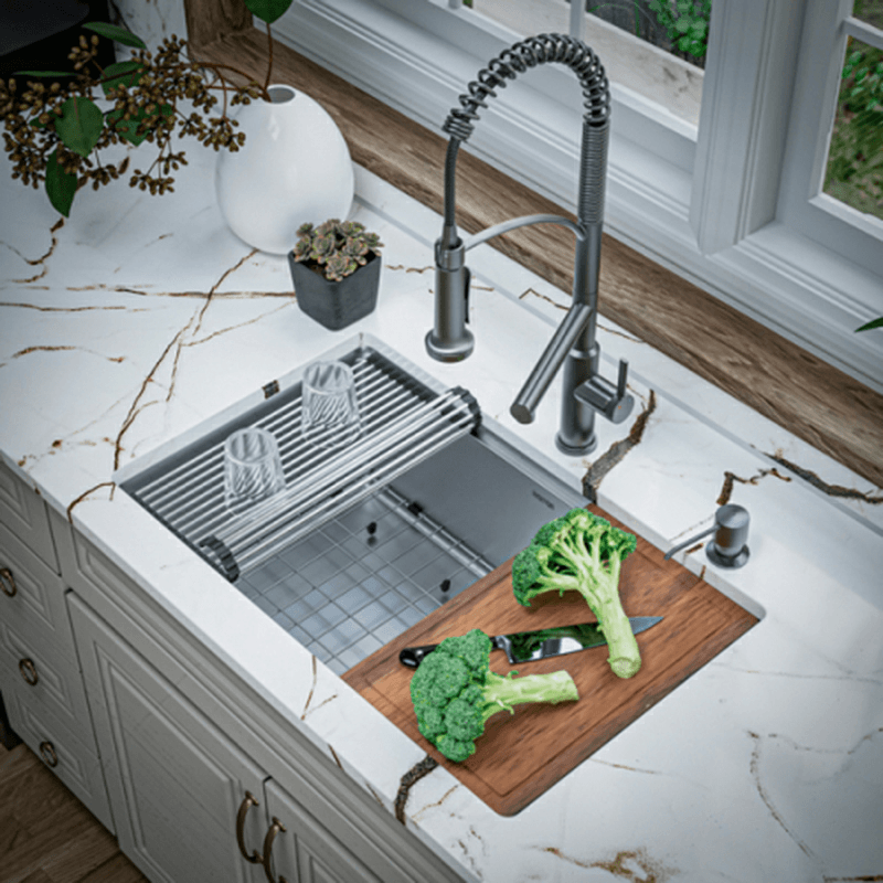 Adlington Single-Handle Pull Down Sprayer Kitchen Faucet with Pot Filler, Gunmetal Gray Alt 8 - Image