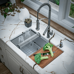 Adlington Single-Handle Pull Down Sprayer Kitchen Faucet with Pot Filler, Gunmetal Gray Alt 8 - Image
