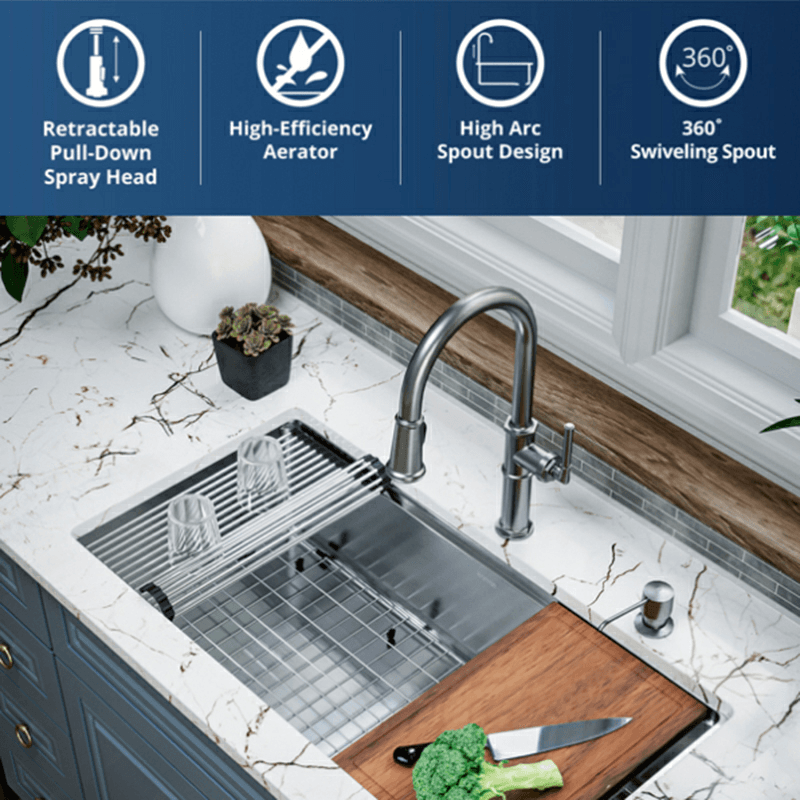 Brampton Single-Handle Pull Down Sprayer Kitchen Faucet, Gunmetal Gray Alt 2 - Image