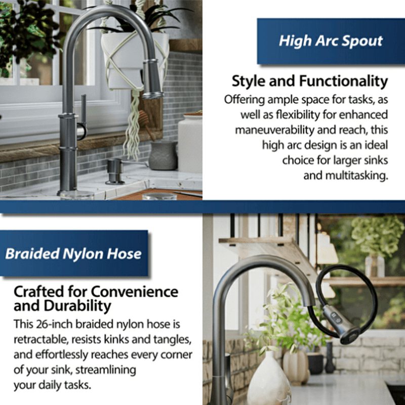Brampton Single-Handle Pull Down Sprayer Kitchen Faucet, Gunmetal Gray Alt 3 - Image
