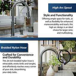 Brampton Single-Handle Pull Down Sprayer Kitchen Faucet, Gunmetal Gray Alt 3 - Image