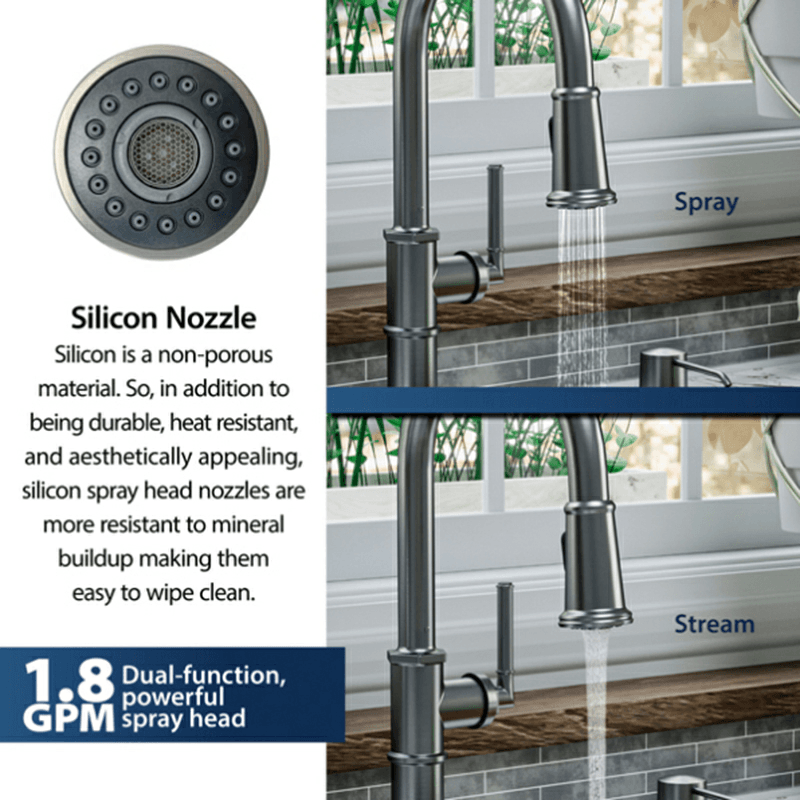 Brampton Single-Handle Pull Down Sprayer Kitchen Faucet, Gunmetal Gray Alt 5 - Image