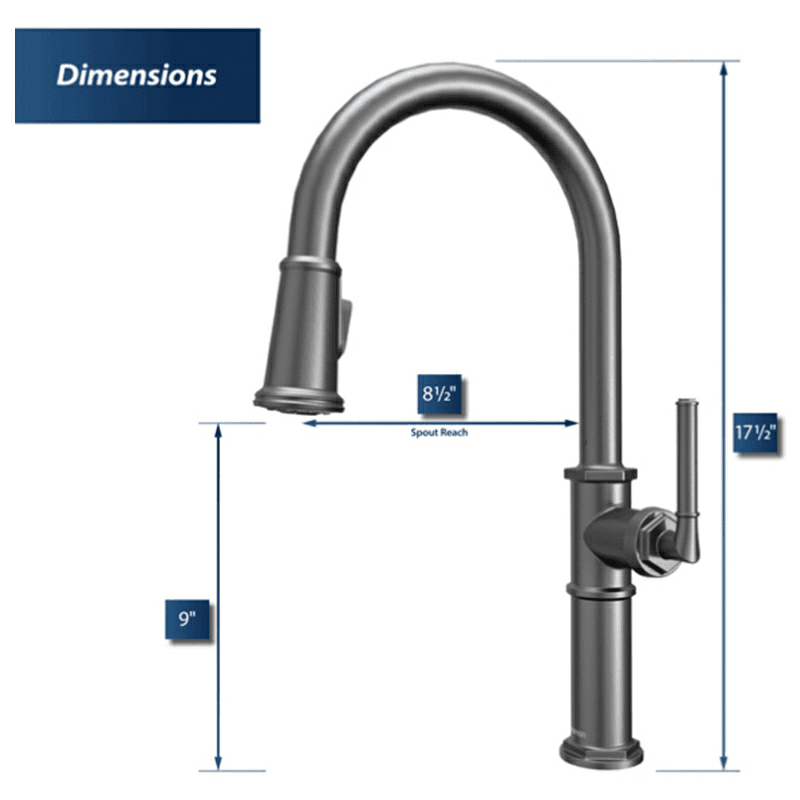 Brampton Single-Handle Pull Down Sprayer Kitchen Faucet, Gunmetal Gray Alt 6 - Image