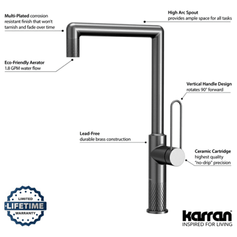 Sherman Single-Handle Kitchen Faucet, Gunmetal Gray Alt 6 - Image