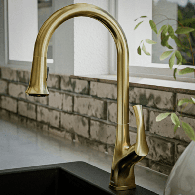 Chantilly Touchless Single-Handle Pull Down Sprayer Kitchen Faucet, Brushed Gold Alt 1 - Image