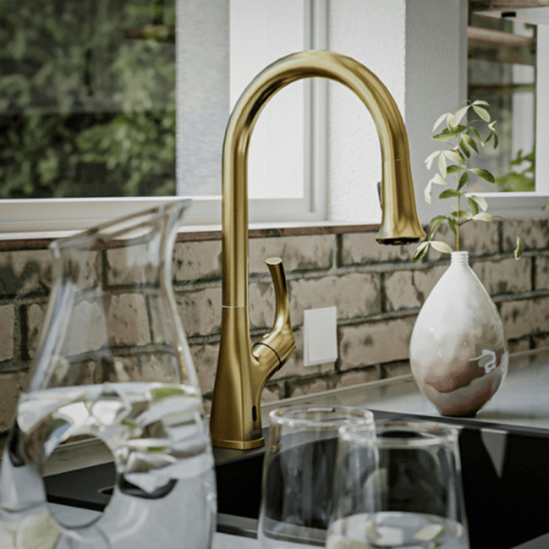Chantilly Touchless Single-Handle Pull Down Sprayer Kitchen Faucet, Brushed Gold Alt 2 - Image