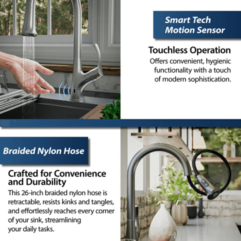 Chantilly Touchless Single-Handle Pull Down Sprayer Kitchen Faucet, Stainless Steel Alt 4 - Image