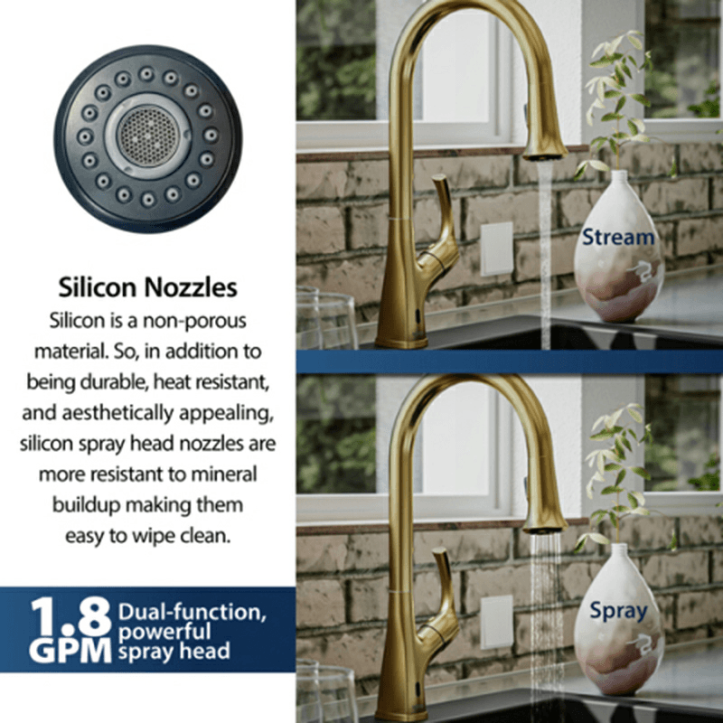 Chantilly Touchless Single-Handle Pull Down Sprayer Kitchen Faucet, Brushed Gold Alt 7 - Image
