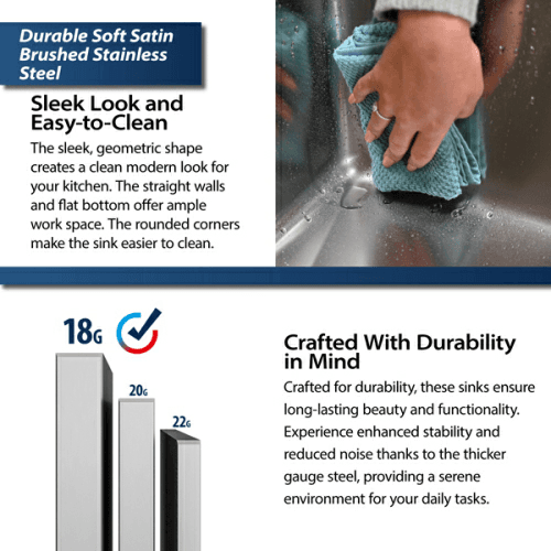 Novaro Stainless Steel Undermount 18G Single Bowl Kitchen Sink, 23-1/8" x 17" x 5-1/2" Alt 11 - Image