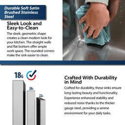 Novaro Stainless Steel Undermount 18G Single Bowl Kitchen Sink, 23-1/8" x 17" x 5-1/2" Alt 11 - Image