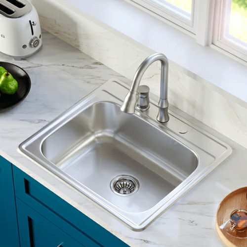 Profile Stainless Steel Top Mount 18G Single Bowl Kitchen Sink, 25&quot; x 22&quot; x 8&quot; (40/Box) Alt 1 - Image