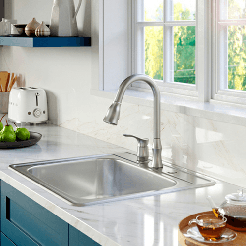 Profile Stainless Steel Top Mount 18G Single Bowl Kitchen Sink Kit, 25" x 22" x 8 - Alt Image 2