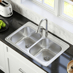 Profile Stainless Steel Top Mount 18G Double Equal Bowl Kitchen Sink, 33" x 22" x 7-1/2 - Alt Image 3