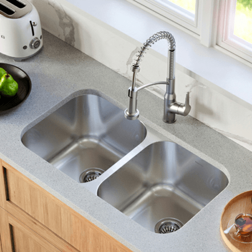Profile Stainless Steel Undermount 18G Double Equal Bowl Kitchen Sink, 32-1/4&quot; x 18-1/2&quot; x 8-1/2&quot; (40/Box) Alt 2 - Image