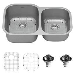 Profile Stainless Steel Undermount 18G Large/Small Bowl Kitchen Sink Kit, 31-1/2" x 20-1/2" x 8-1/2 - Main Image