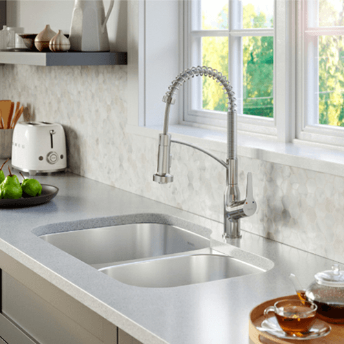 Profile Stainless Steel Undermount 16G Large/Small Bowl Kitchen Sink, 31-1/2" x 20-1/2" x 8-1/2 - Alt Image 3